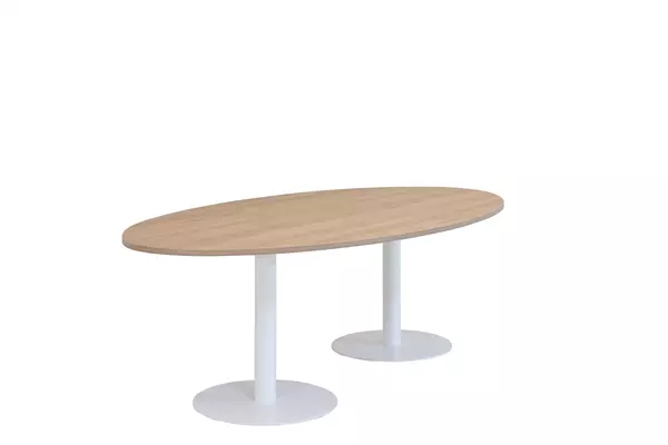 Een Kolom tafel elipsvorm 240x100/120cm met ronde voet, vaste hoogte 75cm koop je bij Deska Alles voor Kantoor